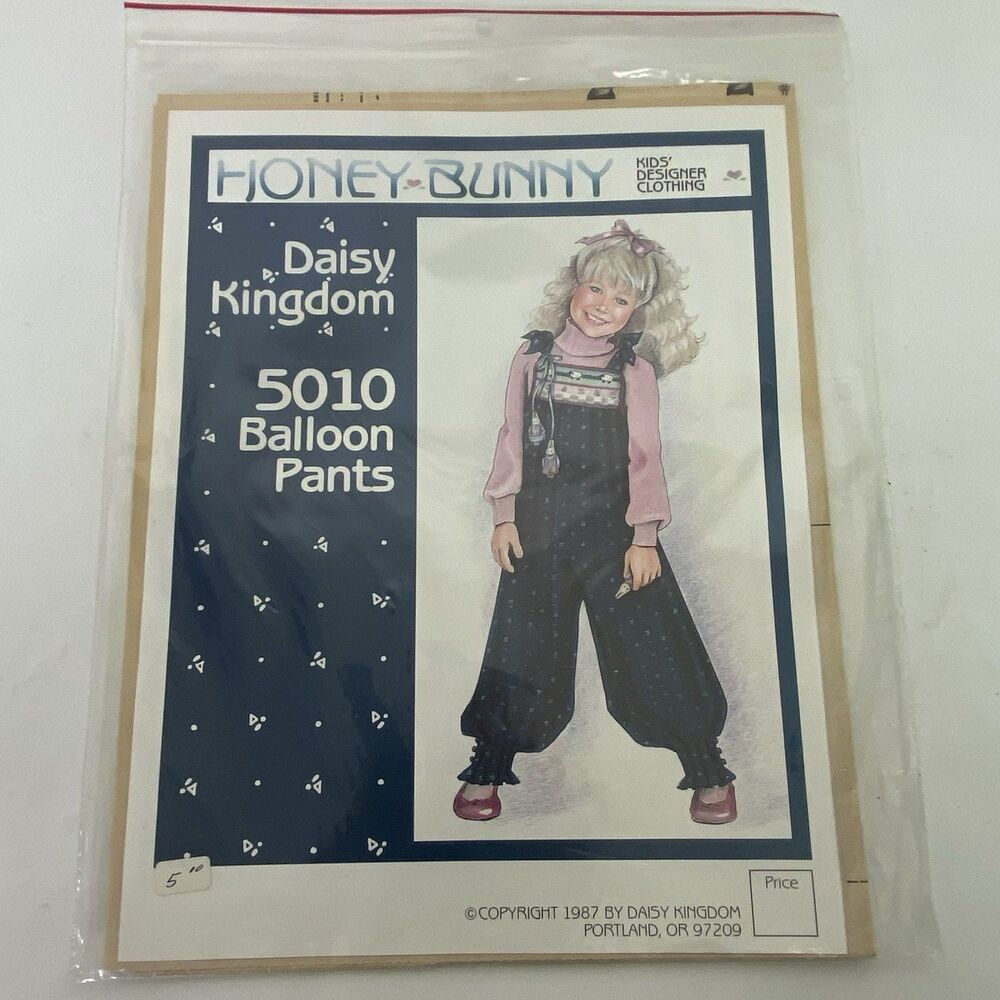 Vintage 1987 Daisy Kingdom “Honey Bunny” 5010 Balloon Pants Sewing Pattern Uncut